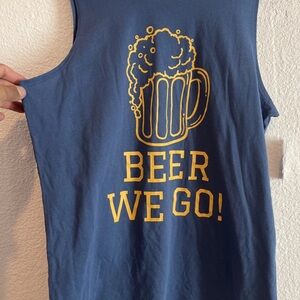 Hybrid Apparel Blue beer Graphic Tank Top